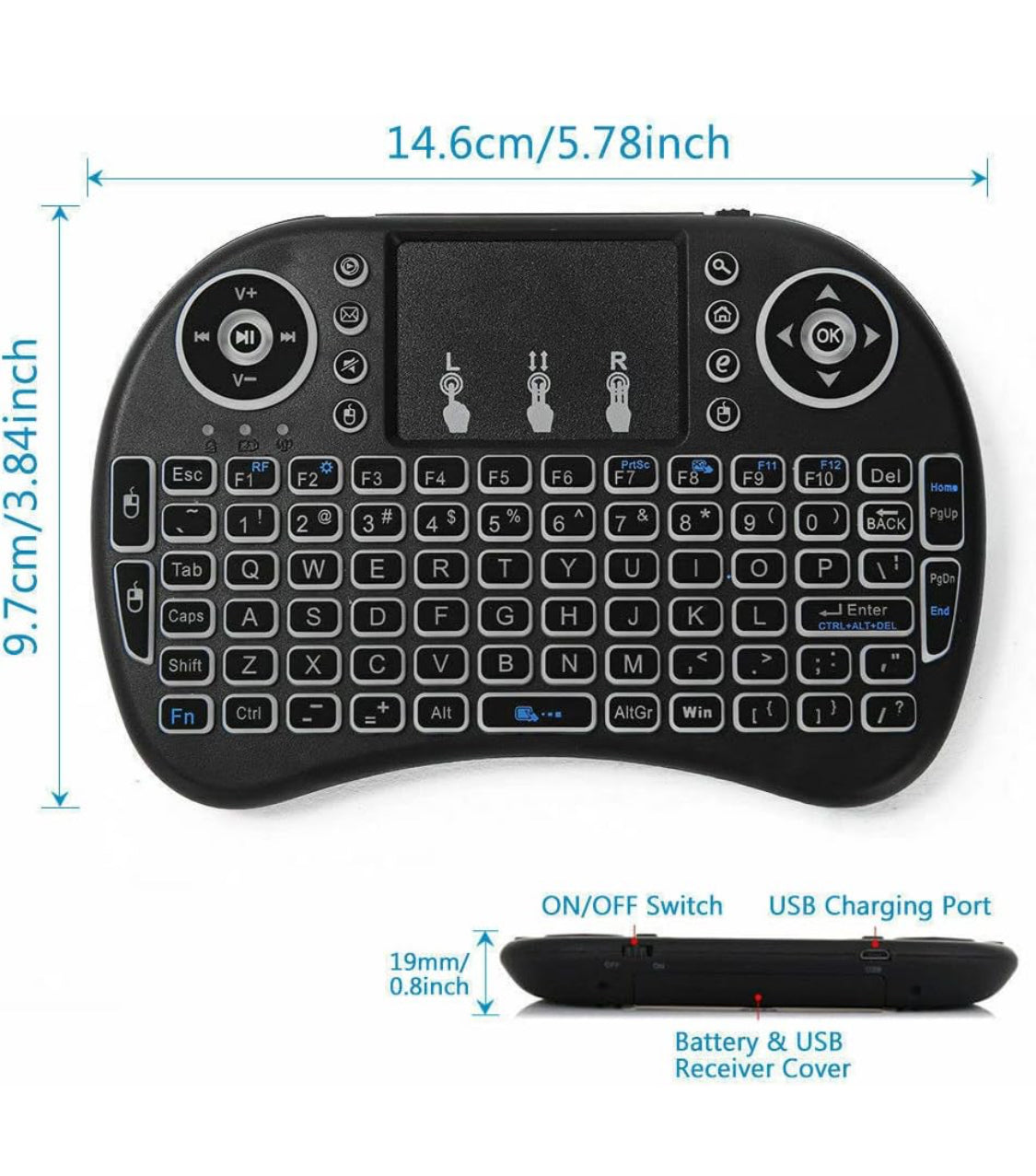 Mini Wireless Keyboard with Touchpad Mouse 2.4GHz LED Backlit Multi-Media Android Travel Keyboard for Pc, Pad, Xbox 360, Ps3, Google Android Tv Box, Htpc, Iptv, Raspberry Pi - Mini Keyboard Mini Wireless Keyboard with Touchpad Mouse 2.4GHz LED Backlit Multi-Media Android Travel Keyboard for Pc, Pad, Xbox 360, Ps3, Google Android Tv Box, Htpc, Iptv, Raspberry Pi - Mini Keyboard
